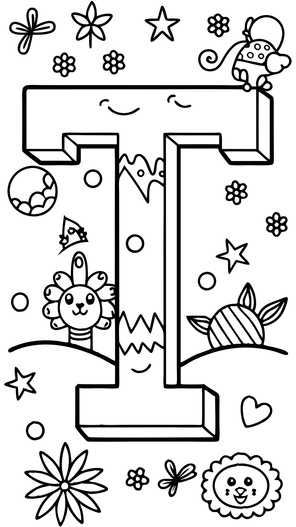 coloring pages of letter t